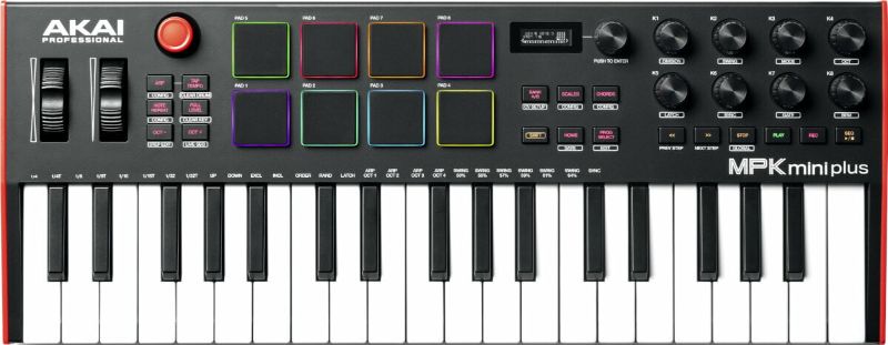 Photo 1 of Akai Professional MPK Mini Plus - USB MIDI Keyboard Controller with 37 Mini Keys, 8 MPC Pads, Sequencer & Focusrite Scarlett Solo 3rd Gen USB Audio Interface, for the Guitarist, Vocalist Plus MPK Mini + Audio Interface