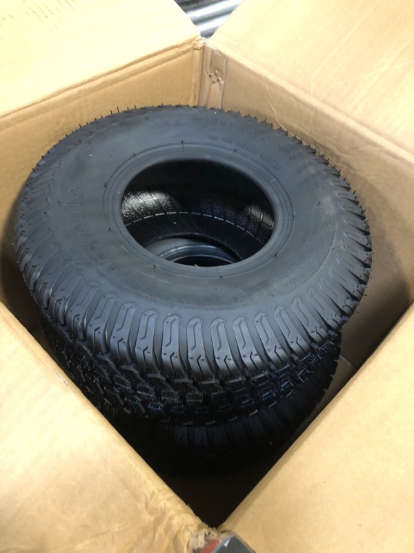 Photo 1 of MaxAuto 2 Pcs 15x6.00-6 Front Lawn Mower Tire for Garden Tractor Riding Mover, 4PR