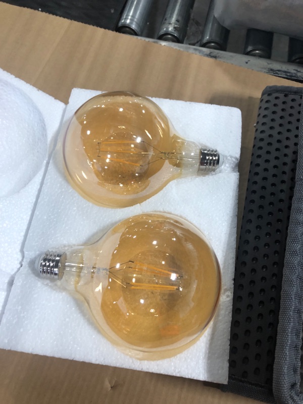 Photo 1 of LED Bulbs 60 Watt Equivalent, 2 Pack 6W G125 LED Globe Bulbs, Antique Vintage Light Bulbs Amber, E26 Edison Bulb Incandescent, 2700K Warm White Amber 2 Count (Pack of 1)