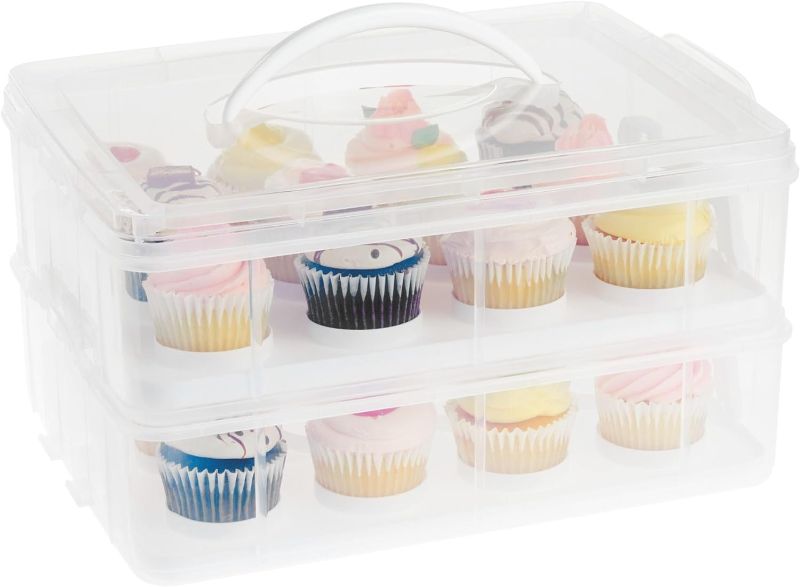 Photo 1 of 2 Tier Cupcake Carrier for 24 Cupcakes, Transport Container with Lid for Muffins
***Stock photo shows a similar item*** 