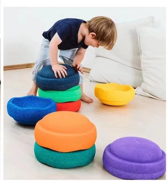 Photo 1 of  Stepping Stones for Kids and Also a Stacking Blocks Toy, Balance River Stones for Promoting Children's Coordination Skills Obstacle Courses Sensory Toys for Toddlers