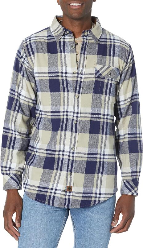 Photo 1 of Legendary Whitetails Men's Buck Camp Flannel, Long Sleeve Plaid Button Down Casual Shirt, Corduroy Cuffs Shale Plaid XX-Large