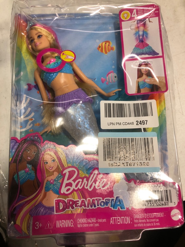 Photo 2 of Barbie Mermaid Doll with Water-Activated Twinkle Light-Up Tail, Dreamtopia Mermaid Toys, Pink-Streaked Hair????