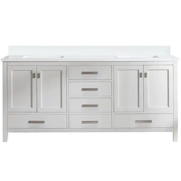 Photo 1 of Valentino 72 in. W x 22 in. D Bath Vanity in White with Quartz Vanity Top in White with White Basin by Design Element