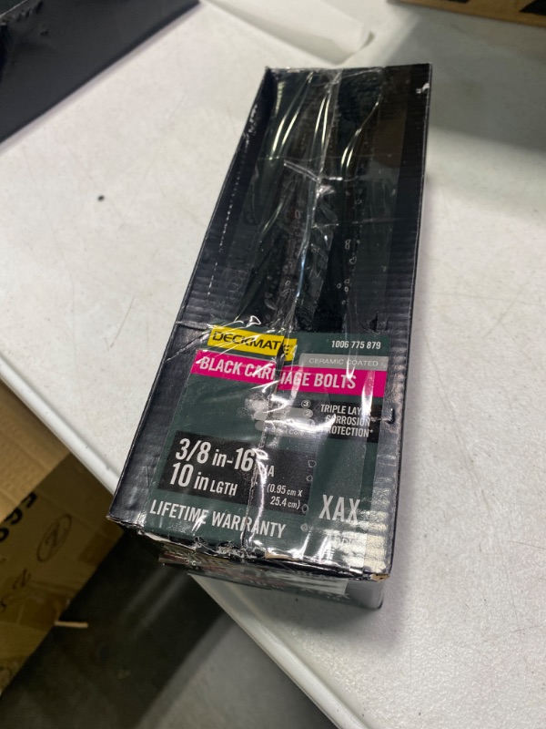 Photo 1 of 3/8 in. -16 x 10 in. Black Deck Exterior Carriage Bolt (15-Pack)
