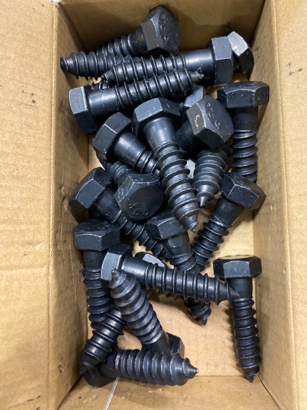 Photo 1 of 1/2 in. x 2 in. Black Exterior Hex Head Lag Screw (25-Pack)
