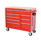 Photo 1 of *******Has some body damage to the paints*******
42 in. W x 18.1 in. D 8-Drawer Red Mobile Workbench Cabinet with Solid Wood Top
