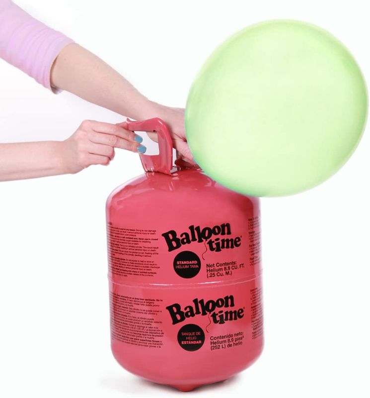 Photo 1 of *****Just the tank **** 
Helium Tank for Balloons At Home, 14.9 Cu Ft Helium Balloon Pump Kit with 30 Assorted Latex Balloons, White Curling Ribbon and Wholesalehome Balloon Tie Tool, 1 Pack