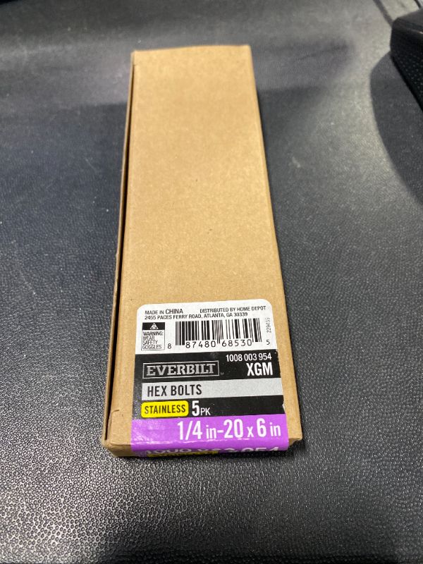 Photo 1 of 1/4 in. x 6 in. Stainless Steel 304 Hex Bolt (5-Pack)

