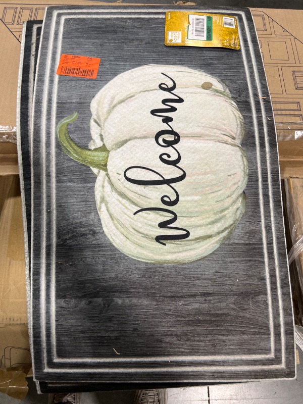 Photo 1 of 18 x 30 Door Mat Welcome Sign With Pumpkin