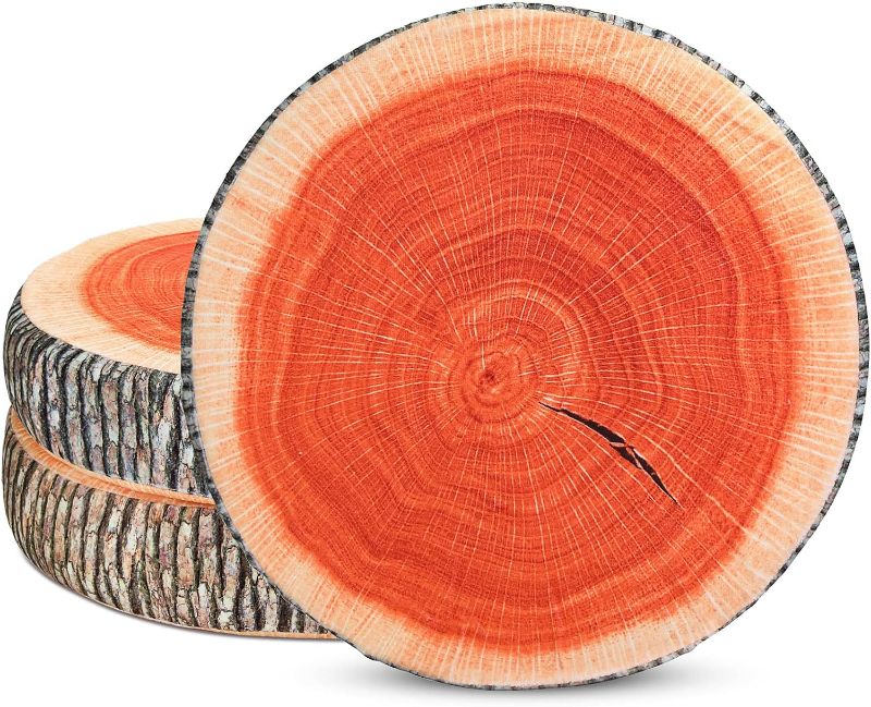 Photo 1 of 3 Pcs Wood Slice Pillow Round Floor Cushion 3D Digital Throw Pillow Decorative Tree Ring Soft Circle Seating for Kids Chair Home Couch Sofa Bedroom Decor(Classical)