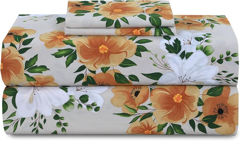 Photo 1 of 300 Thread Count Sheets Set - 100% Cotton 4 Pcs Sheets Bed Set, 1 Fitted Sheet, 1 Flat Sheet and 2 Pillowcase, California King Size Sheets Fitted Up to 16" Mattress