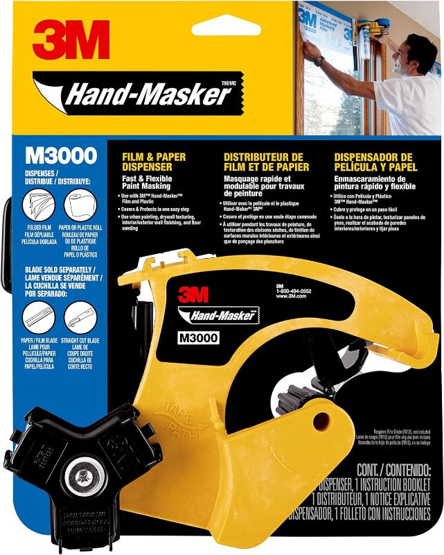 Photo 1 of 3M Hand Masker M3000 Tape Dispenser, Film & Tape, Applies Painter's Tape to Masking Film or Paper in One Continuous Application, Compact & Lightweight Design, Saves Time When Preparing For Painting