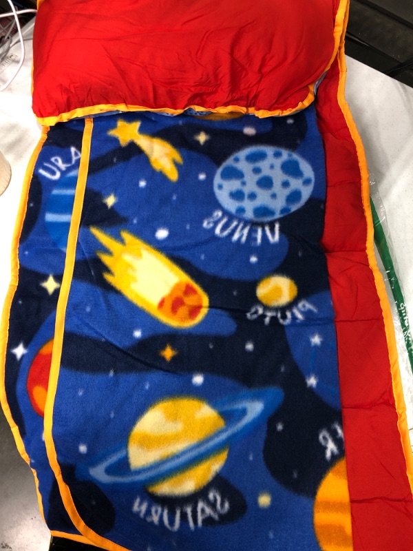 Photo 2 of Funhouse Explore Planets & Outer Space Kids Nap Mat Set – Includes Pillow And Fleece Blanket – Great For Boys Napping during Daycare Or Preschool - Fits Toddlers, Blu