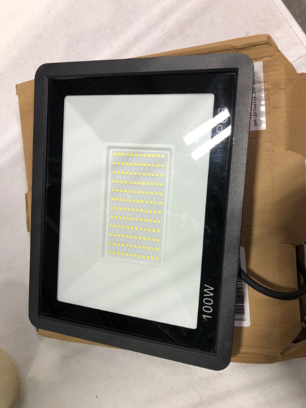 Photo 1 of 100W LED Flood Light Outdoor, 10000LM LED Work Light with Plug, 5000K Daylight White, IP66 Waterproof Outdoor Floodlights for Yard, Garden. 100W-1PACK