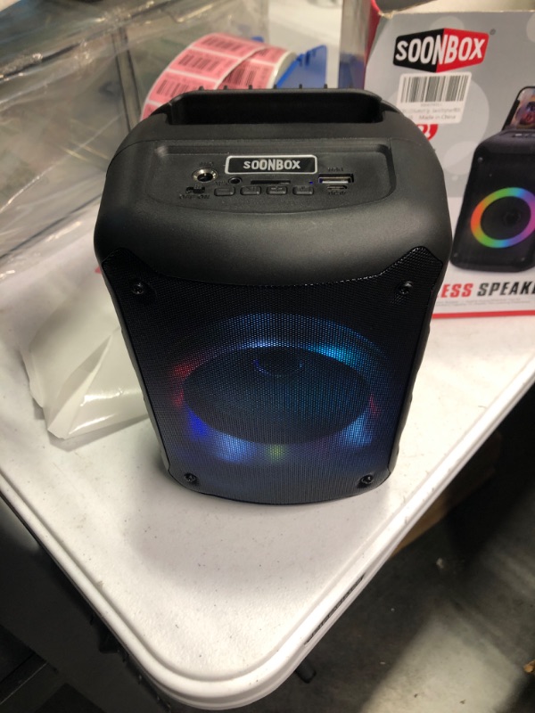 Photo 2 of Bluetooth Speaker, RGB Multi-Colors Rhythm Lights, IPX5 Waterproof, 8 Hours Playback time, TWS Pairing, with HD Sound for Home, Party