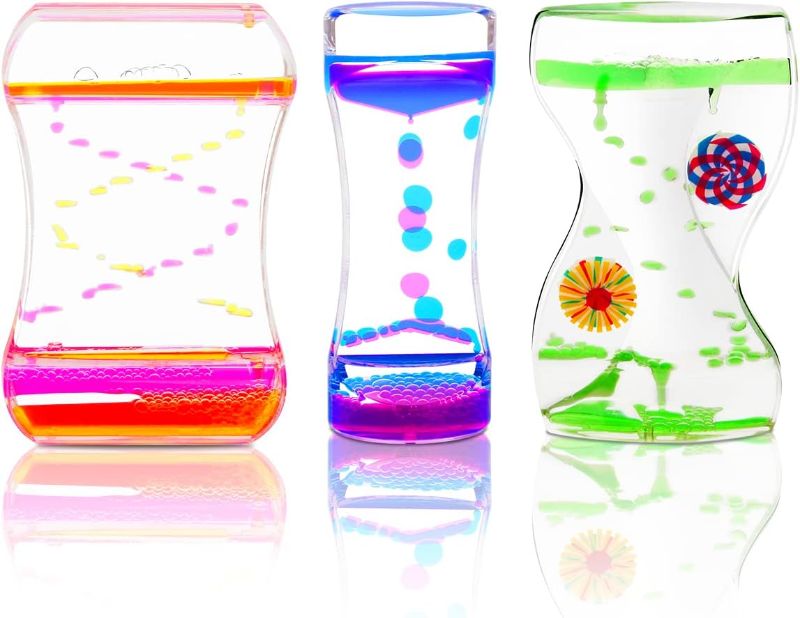 Photo 1 of Coitak Liquid Motion Bubbler Timer for Sensory Play, Fidget Toy, Desk Top, 3 Pack, Assorted Colors (Style-1)
