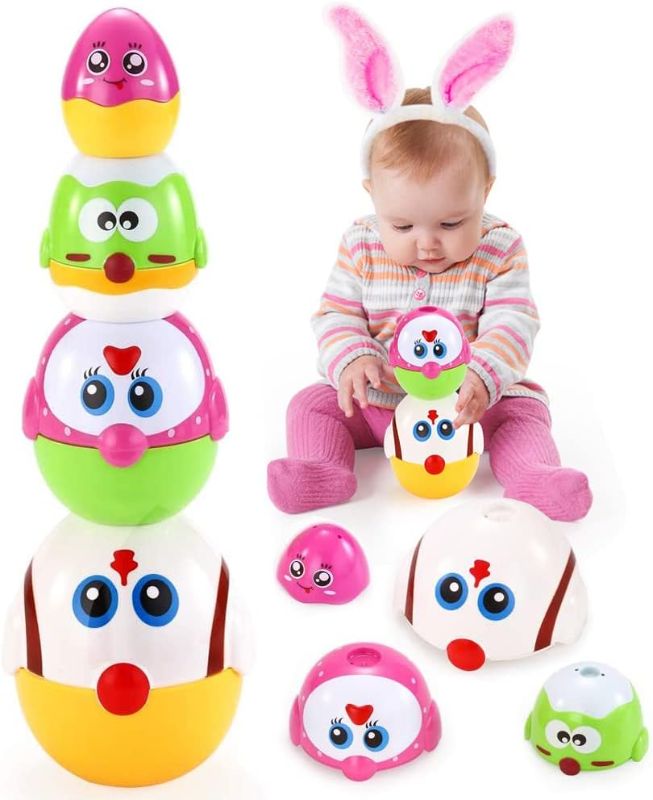 Photo 1 of  Easter Basket Stuffers, Plastic Nesting Easter Eggs Stacking Toy, Matching & Sorting Learning Toys for 18 Months+ Baby Toddlers