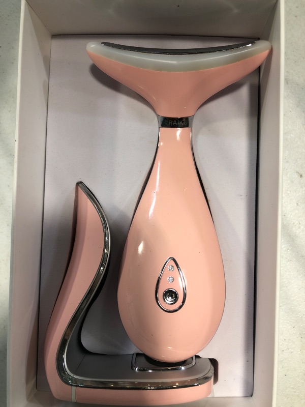Photo 3 of ** NOT FUNCTIONAL** SELLING AS PARTS***VRAIKO Lily Neck Face Massager, Face Sculpting Tool, Skin Rejuvenation Device with Thermal, Triple Action LED and Vibration, for Anti-Aging, Lifting and Tightening Sagging Skin (Pink)
