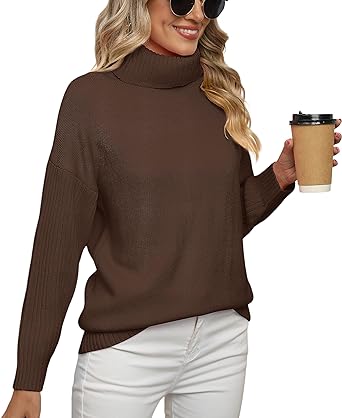 Photo 1 of Jouica Women 2023 Fall Casual Turtleneck Batwing Sleeve Chunky Oversized Ribbed Knit Tunic Sweaters Pullover