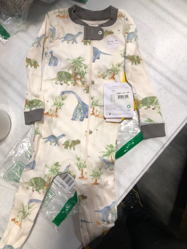 Photo 2 of Burt's Bees Baby Girls Pajamas, Zip Front Non-slip Footed Pjs, 100% Organic Cotton and Toddler Sleepers Hippie Hippos 12 Months