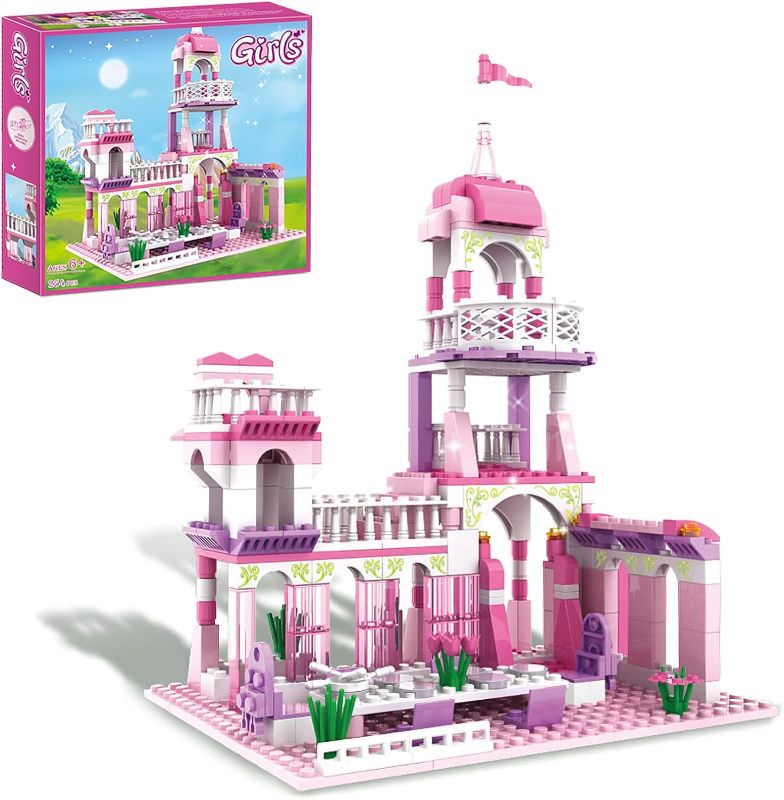 Photo 1 of COGO MAN Princess Castle Building Blocks Pink Palace King's Banquet Bricks Toys for Girls 6-12 Construction Play Set Educational Toys for Kids 254 PCS