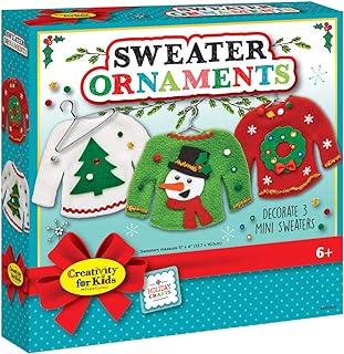 Photo 1 of DIY Ugly Sweater Christmas Tree Ornament with Hangers Felt Ugly Sweater Christmas Craft Kit for Kids DIY Sweater Shaped Ornaments Holiday Craft Kit for Kids Gift Toys Stuffers, 4.7 x 3.9 Inch (24 Pcs)