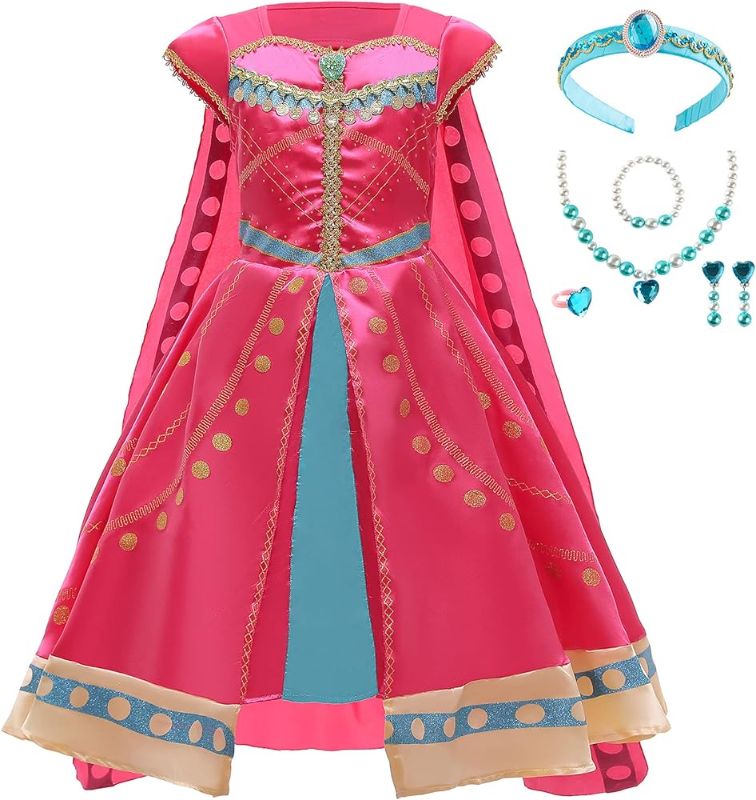 Photo 1 of Furutonhe Girls Arabian Princess Costume with Headband Jewelry Set Halloween Dress Up Accessories 7-8 Years