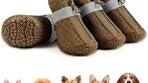 Photo 1 of Dog Shoes for Small Dogs Boots, Waterproof Dog Booties Paw Protector for Outdoor Walking, Puppy Shoes with Reflective Strips Rugged Anti-Slip Sole for Hardwood Floors Hot Pavement Winter Snow 4PCS/Set #1 (width 1.10 inch) for 2.2-6.6 lbs Beige