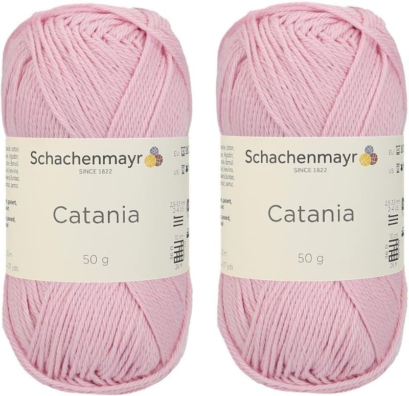 Photo 1 of [ Set of 2 Skeins ] SMC Catania Originals 100% Mercerized Cotton Yarn, Total 3.52 Oz. Each 1.76 Oz (50g) / 136 Yrds (125 m) Amigurumi Yarn Fine-Sport 2 (246 Pink)

