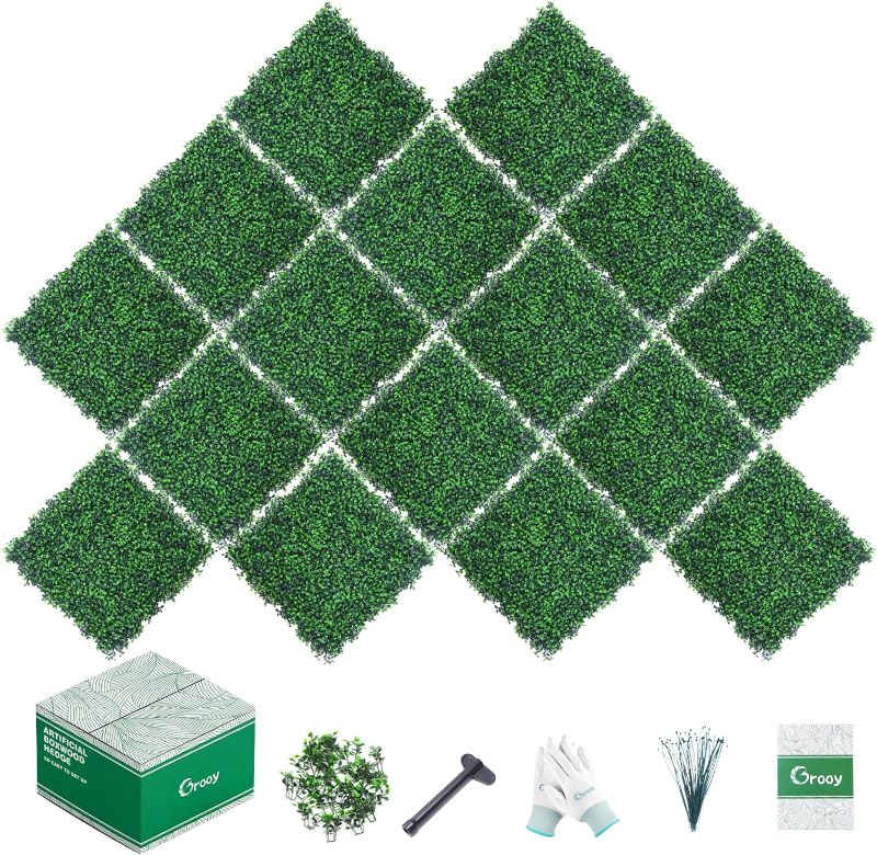 Photo 1 of 16PCS Boxwood Panels, 10"x10" Grass Wall, Plant Wall, Grass Backdrop Wall, Privacy Screen, Sun Protected Green Wall Decor Outdoor, Indoor, Garden, Backyard and Déco