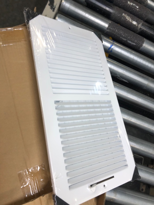 Photo 2 of 16" X 8" 2-Way-Vertical AIR Supply Grille - Vent Cover & Diffuser - Flat Stamped Face - White [Outer Dimensions: 17.75"w X 9.75"h]