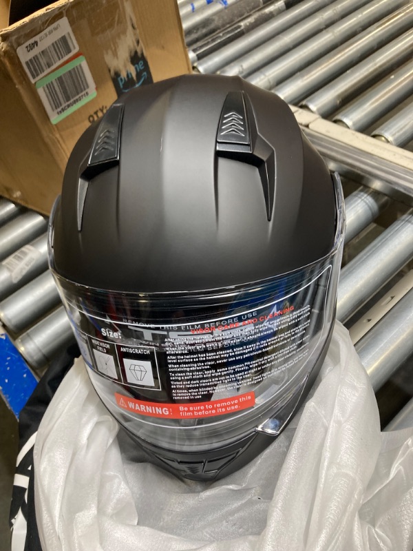 Photo 3 of AHR Motorcycle Helmet Dual Visor Modular Flip up Full Face Helmet DOT Approved Helmet RUN-M3 for Adult Motorbike Street Bike Moped Racing (Matte Black, XL) X-Large M3 - Matte Black