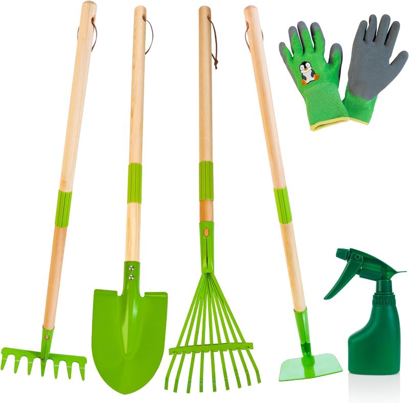 Photo 1 of Click N' Play Kids Shovel and Rake Set | 4 Piece Kids Garden, Yard and Lawn Tools Set | Toddler Rake for Leaves | Perfect Outdoor Toys for Toddlers and Kids Ages 3-8
