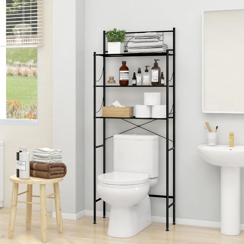 Photo 1 of 
MallBoo Over The Toilet Storage Rack,Metal 3-Tier Over Toilet Organizer Shelf,Freestanding Above Toilet Shelf for Bathroom, Laundry(Black)
