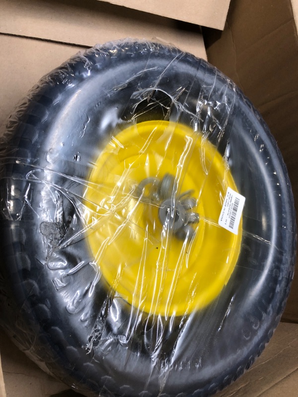 Photo 3 of () 4.80/4.00-8" Tire and Wheel, 16" Pneumatic Tire Wheels with 5/8" Bearings (Extra 3/4" Bearings) and 3" Centered Hub, for Wheelbarrow, Hand Truck, Garden Carts, Yard Wagon Dump Cart
