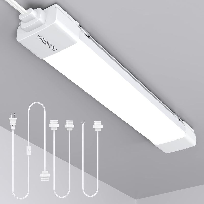 Photo 1 of 1700LM 5000K Plug-In Utility Shop Light, 16W IP66 Linkable LED Tube with NO/Off Switch, LED Ceiling and Closet Light for Workshop
