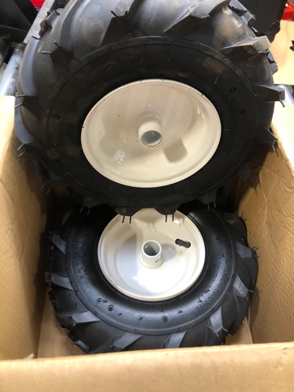 Photo 2 of GICOOL 13x5.00-6" Tiller Tire and Wheel, 1" Axle Size, 3-1/8" Centered Hub, 13x5-6 Super Lug Tractor & Trencher Tire Replacement