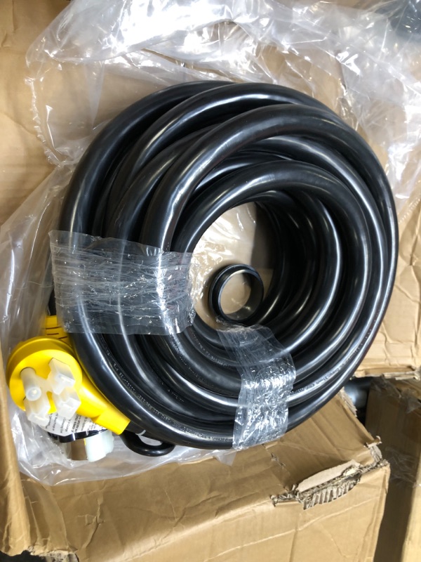 Photo 2 of S7 50Ft 50Amp STW Heavy Duty RV Extension Cord with Additional Ring,14-50P Male and SS2-50R Twist-Locking Female,6AWG/3C + 8AWG/1C 125V/250V for RV Trailer, Camper, Motorhome