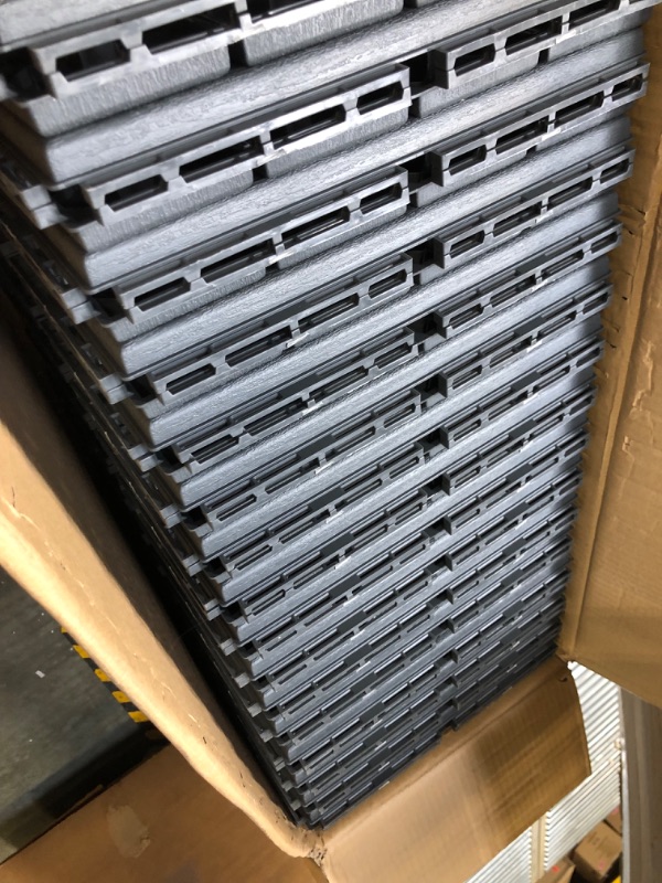 Photo 1 of 36 sq. ft Plastic Interlocking Deck Tiles,36 Pack Patio Deck Tiles,12"x12" Waterproof Outdoor Flooring All Weather Use, Patio Floor Decking Tiles for Porch Poolside Balcony Backyard,Dark Grey 36 Grey