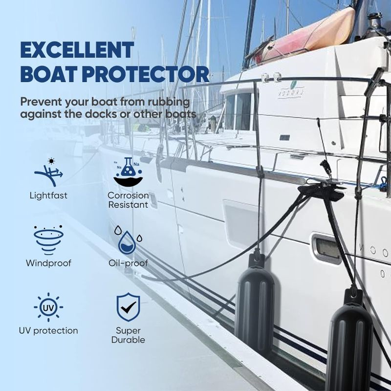 Photo 1 of Affordura Boat Fender 4 Pack Boat Bumpers Fenders with 4 Ropes, Boat Bumpers for Pontoon Boat Fenders Inflatable 6.5 inch Black