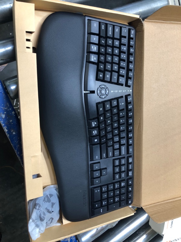 Photo 3 of MEETION Ergonomic Wireless Keyboard and Mouse, Ergo Keyboard with Vertical Mouse, Split Keyboard with Cushioned Wrist, Palm Rest, Natural Typing, Rechargeable, Full Size, Windows/Mac/Computer/Laptop