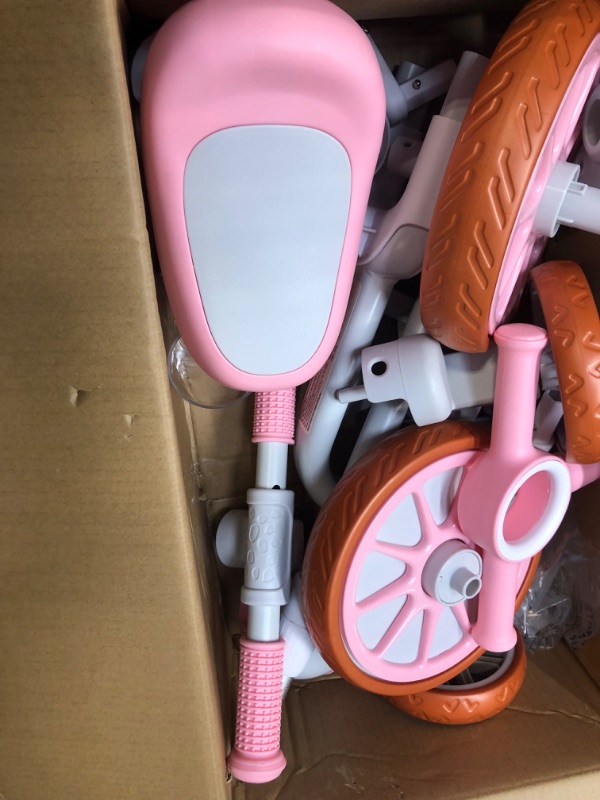 Photo 5 of 3 in 1 Kids Tricycles Gift for 2-4 Years Old Boys Girls with Detachable Pedal and Training Wheels?Baby Balance Bike Trikes Riding Toys for Toddler?Adjustable Seat? Pink With Push Handle