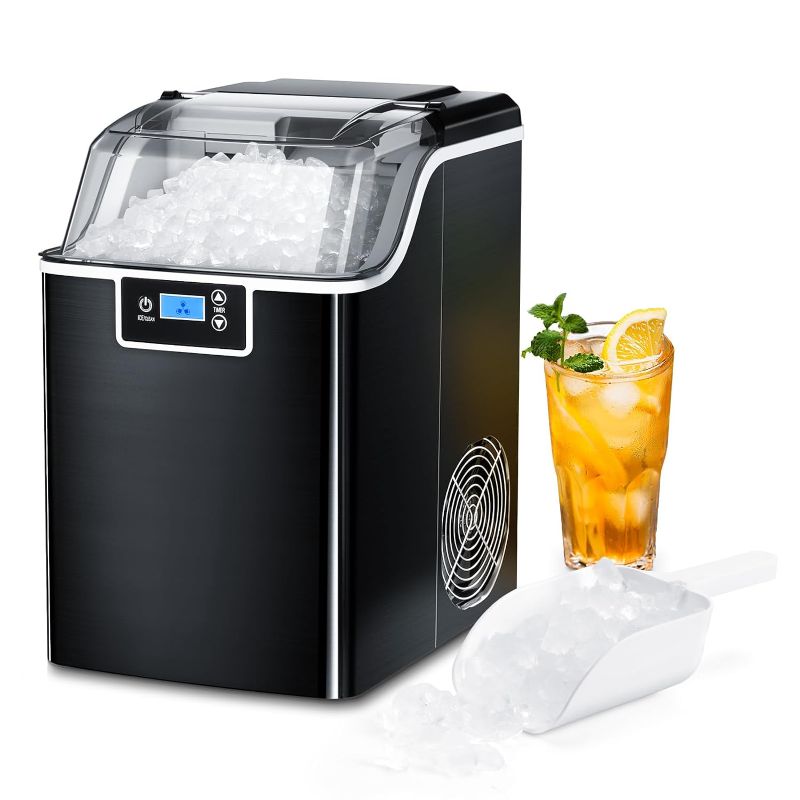 Photo 5 of Nugget Ice Maker Countertop Ice Machine with Soft & Chewable Pellet Ice Portable Self-Cleaning Compact Ice Machine, 44LBS/24H Whit Ice Scoop and Ice Basket Decor for Your Kitchen/Office/Bar/Party