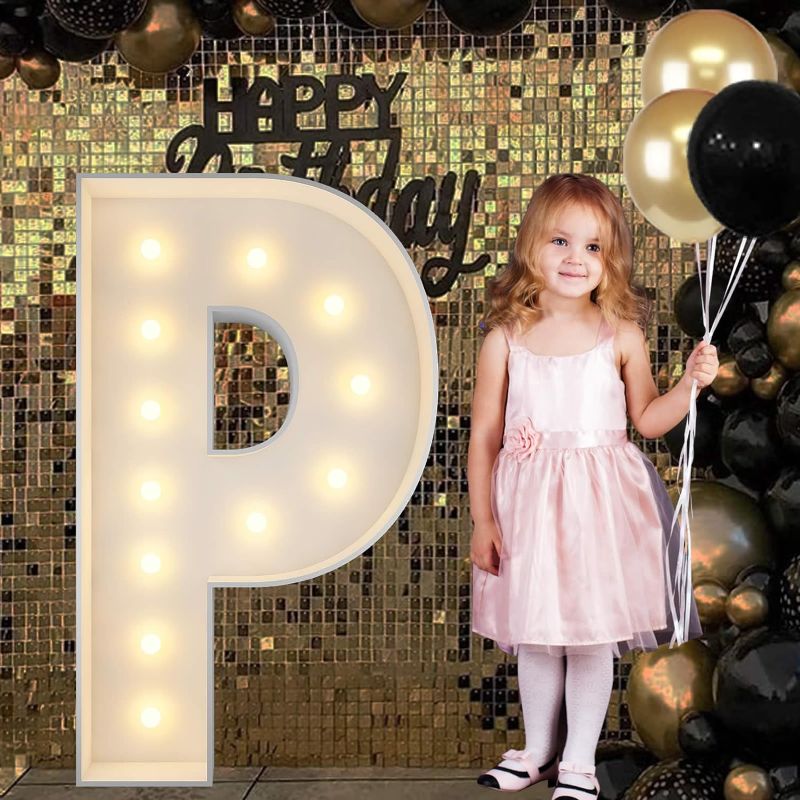 Photo 1 of 4FT Marquee Light Up Letters P, Big Marquee Letter for Baby Shower Birthday Engagement Wedding Marry Me Party Decor
 
