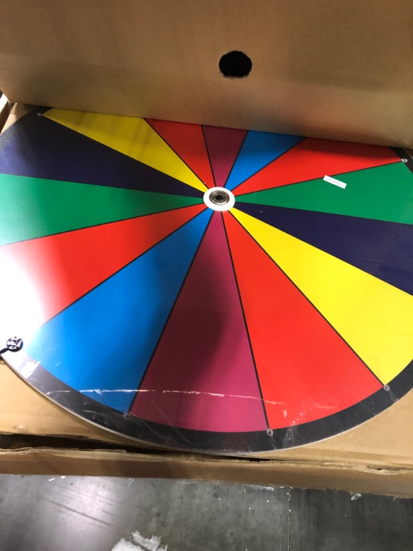 Photo 1 of 24 Inch Dual Use Spinning Prize Wheel 14 Slots Color Tabletop and Floor Roulette Wheel of Fortune, Spin The Wheel with Dry Erase Marker and Eraser Win The Fortune Spinner Game for Carnival Trade Show 24 Inch Adjustable Heavy Duty Prize Wheel