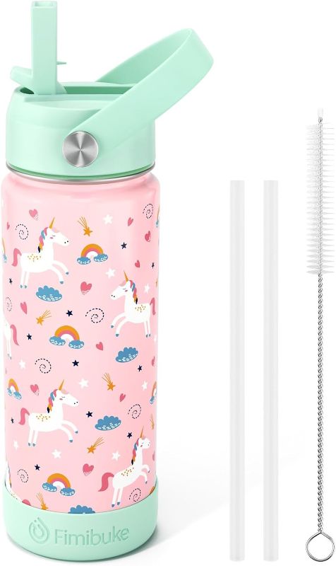 Photo 1 of Fimibuke Kids Insulated Water Bottle - 18oz BPA-FREE 18/8 Stainless Steel Kids Cup with Straw Travel Tumbler Double Wall Vacuum Leak Proof Toddler Water...