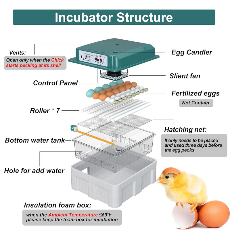 Photo 1 of Egg Incubator, Egg Incubator with Automatic Egg Turning and Humidity Monitoring, Incubator for Chicken Eggs, 36 Eggs Incubator with Egg Candler, for Duck Eggs Quail Eggs