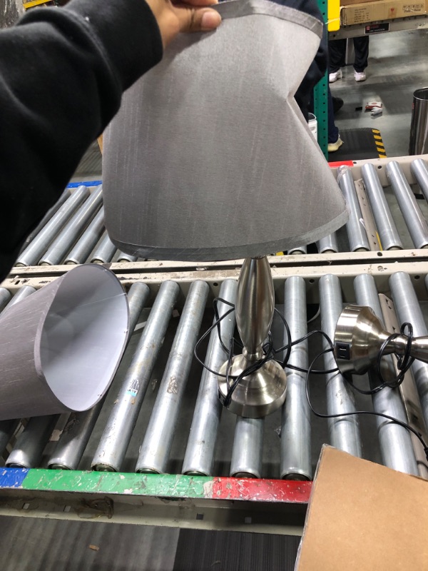 Photo 1 of Lamps for Bedrooms Set of 2 - Touch Control Bedside Lamp with USB C+A, 3 Way Dimmable Nightstand Lamps with USB Port, Brushed Nickel Table Lamp for Living Room Guest Room Bed Side End Table A. Grey Shade and Nickel Base