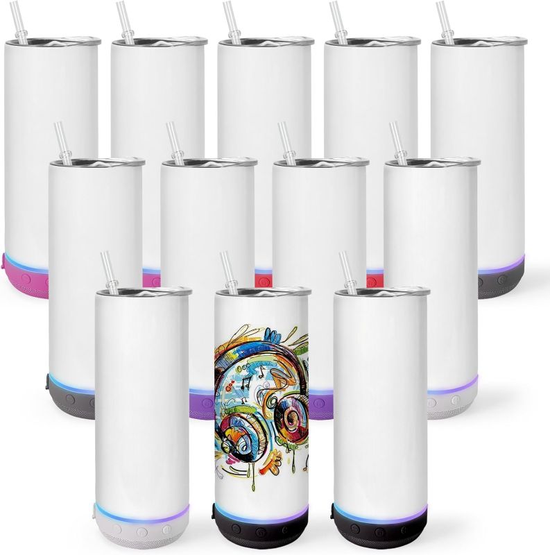 Photo 1 of ** only comes with 10**
FECBK 12 Pack Bluetooth Speaker Tumbler 20 oz Sublimation Tumbler Blanks with Speaker Bluetooth Stainless Steel Insulated Music Bluetooth Speaker Cup with Lid and Straw, Diy Gift, Mix Colors
